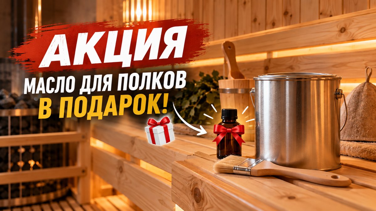 Акция: масло для полков в подарок при покупке Красулы Акция в бане: масло для полков Красула в подарок при покупке состава для бань и саун